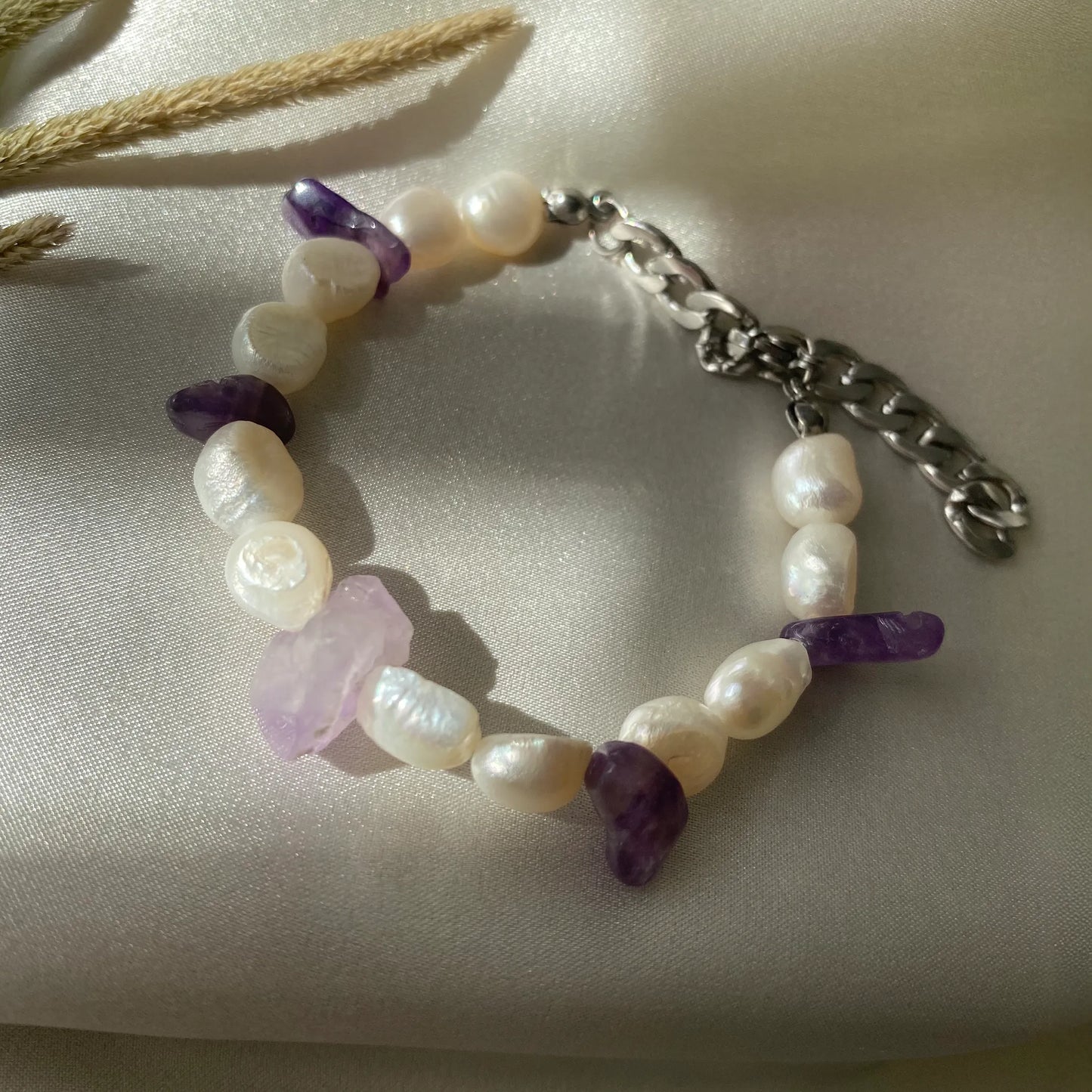 Pearl Ametist & İnci Bileklik