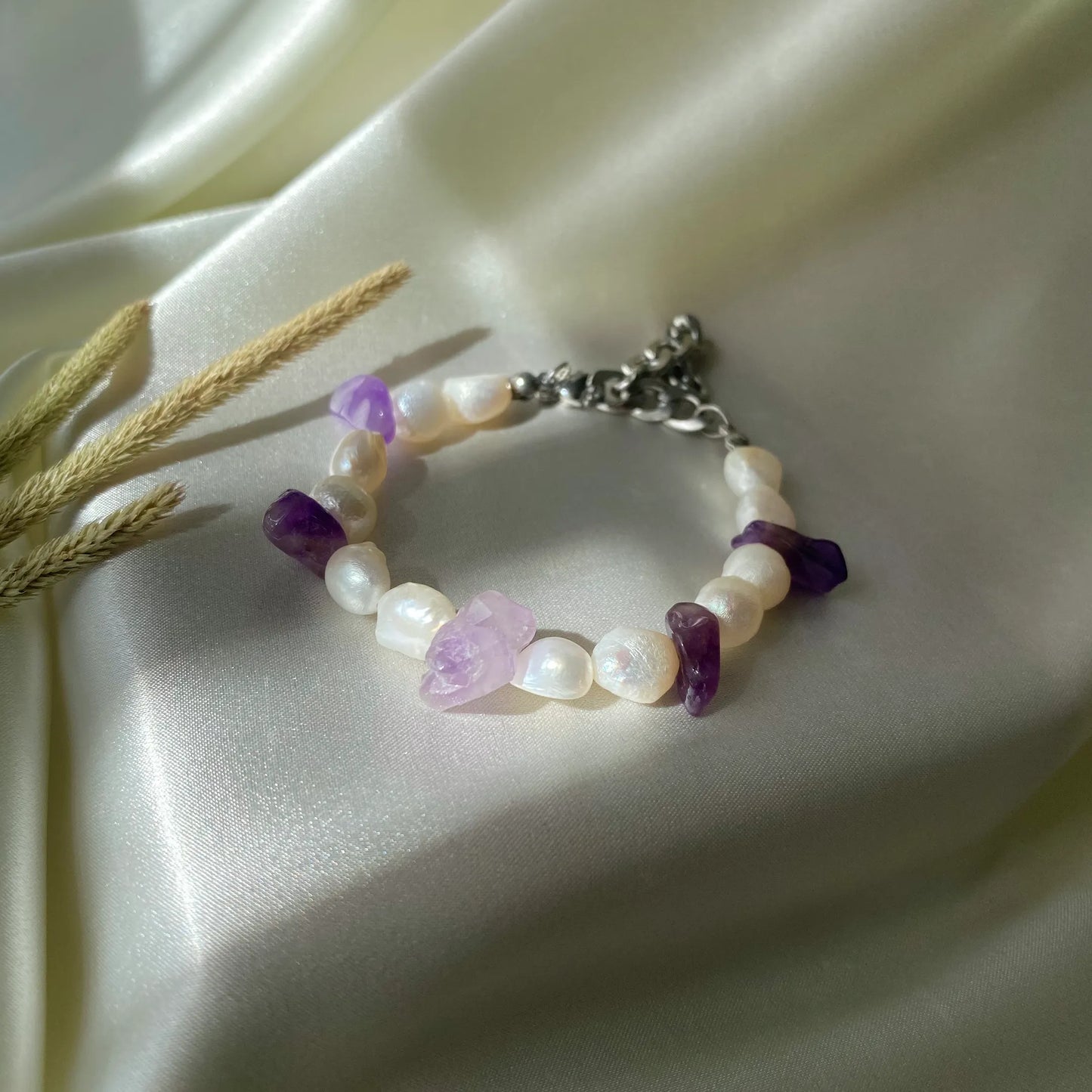 Pearl Ametist & İnci Bileklik