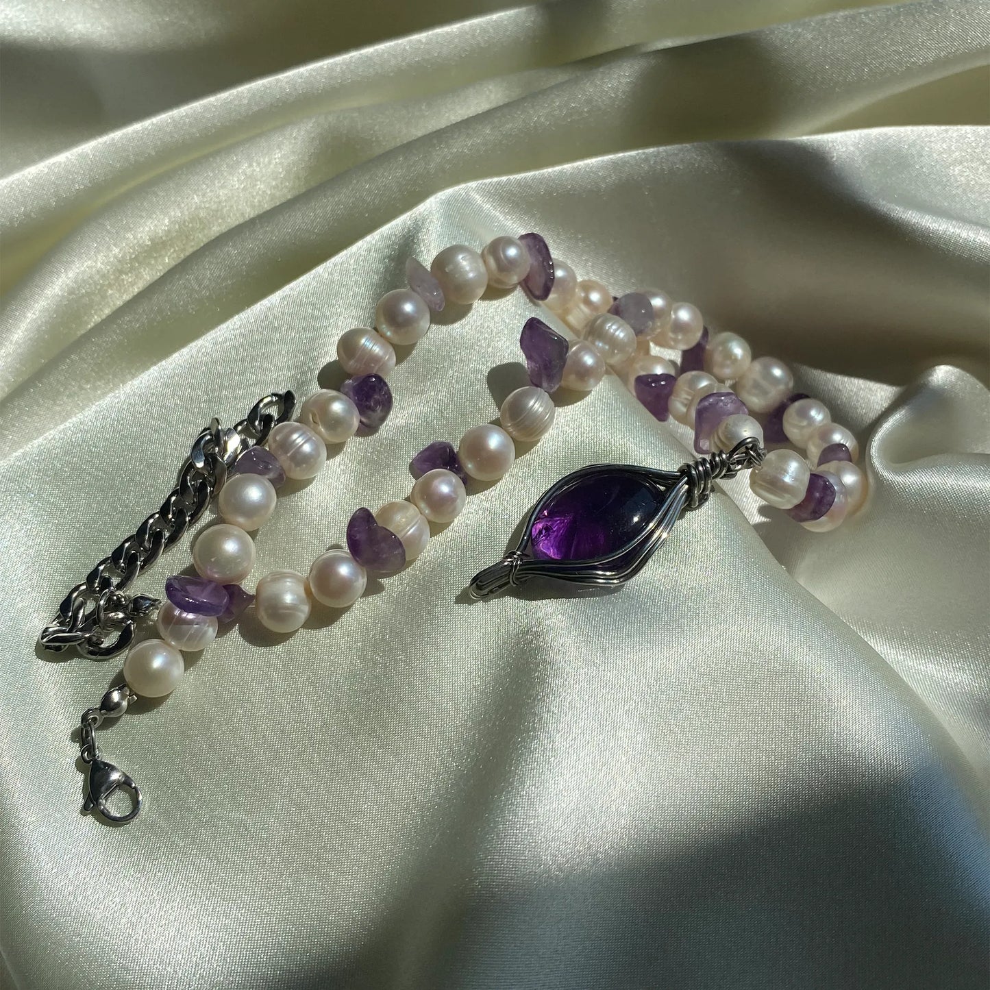 Pearl Ametist & İnci Kolye
