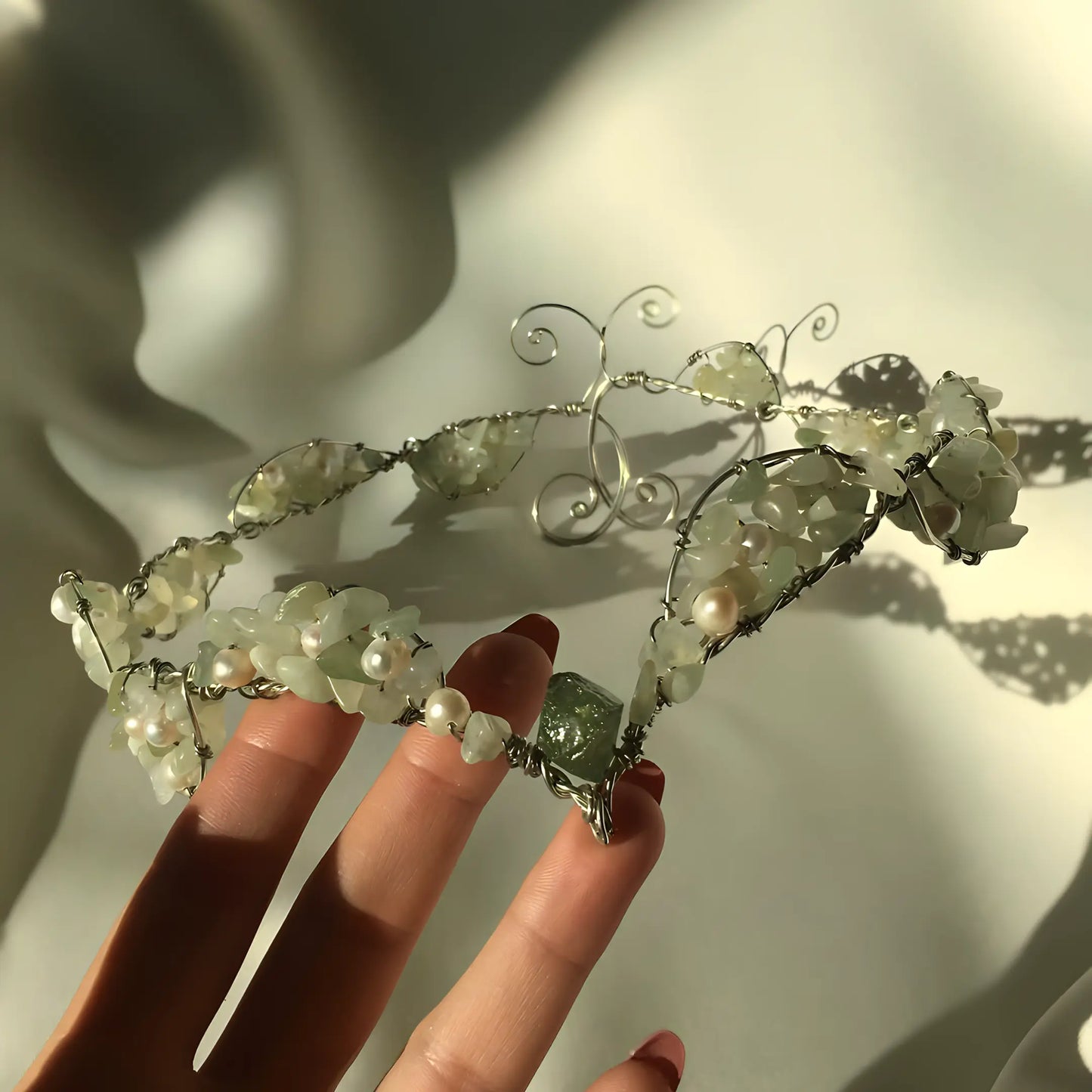 Pearl Prehnit & İnci Tiara