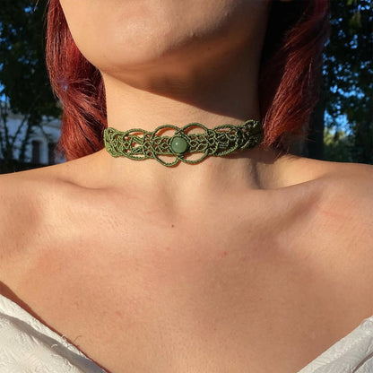 Makrome Yeşil Akik Choker