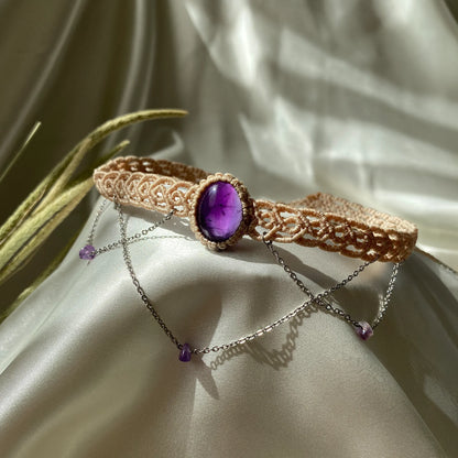 Makrome Ametist Choker