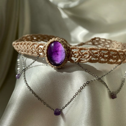 Makrome Ametist Choker