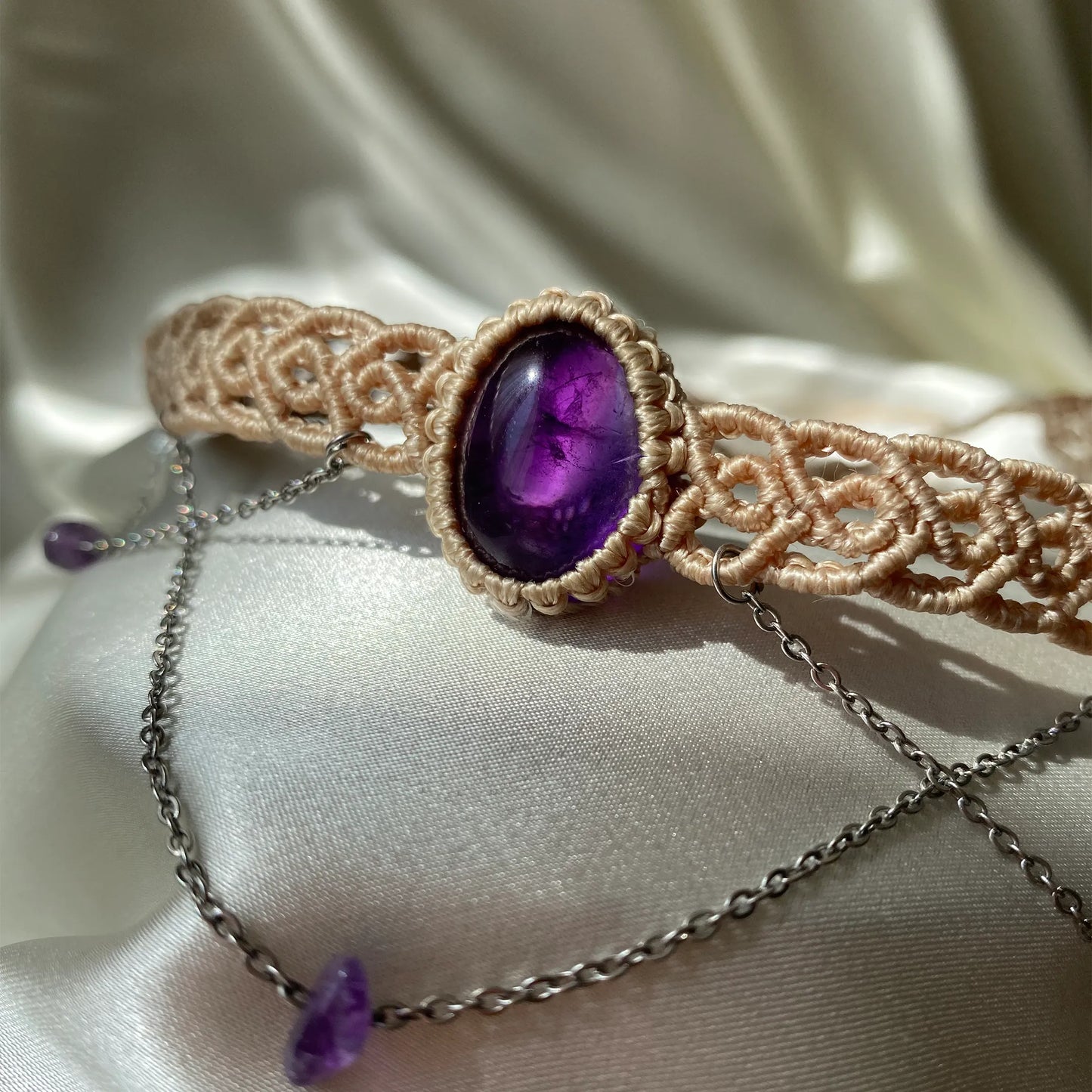 Makrome Ametist Choker