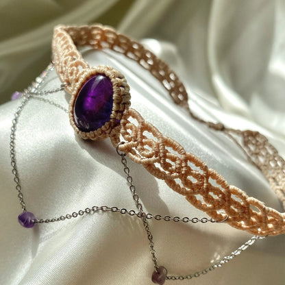 Makrome Ametist Choker