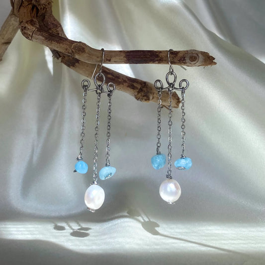 Pearl Akuamarin Küpe