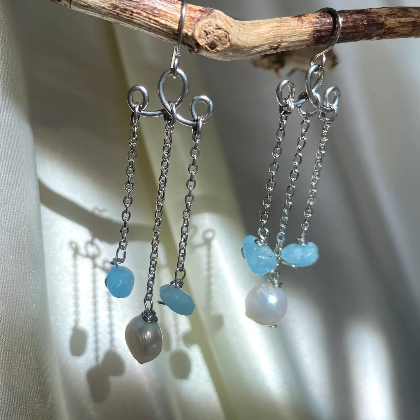 Pearl Akuamarin Küpe