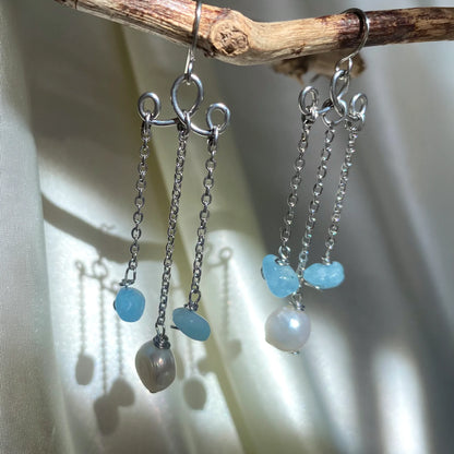 Pearl Akuamarin Küpe