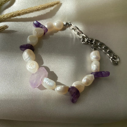 Pearl Ametist & İnci Bileklik