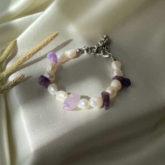 Pearl Ametist & İnci Bileklik