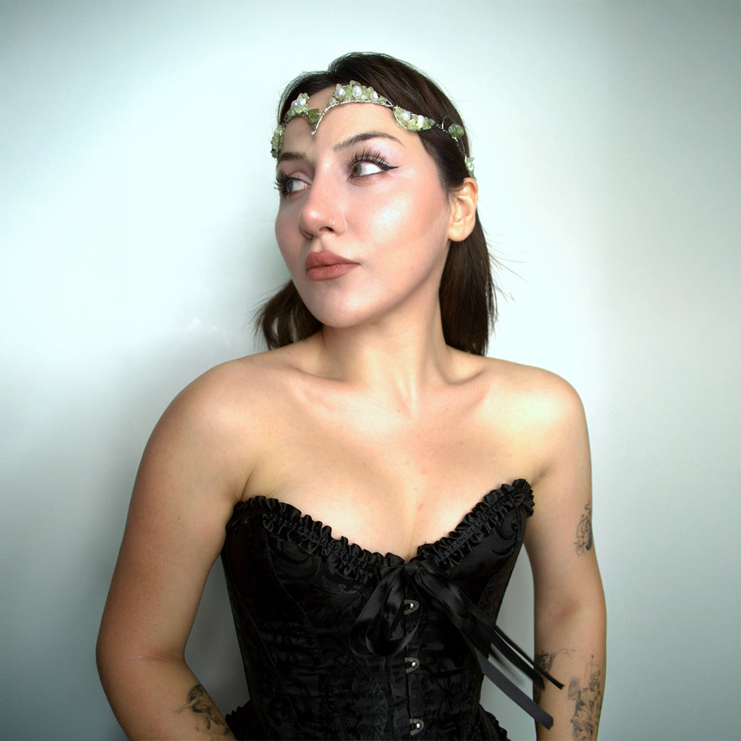 Pearl Prehnit & İnci Tiara